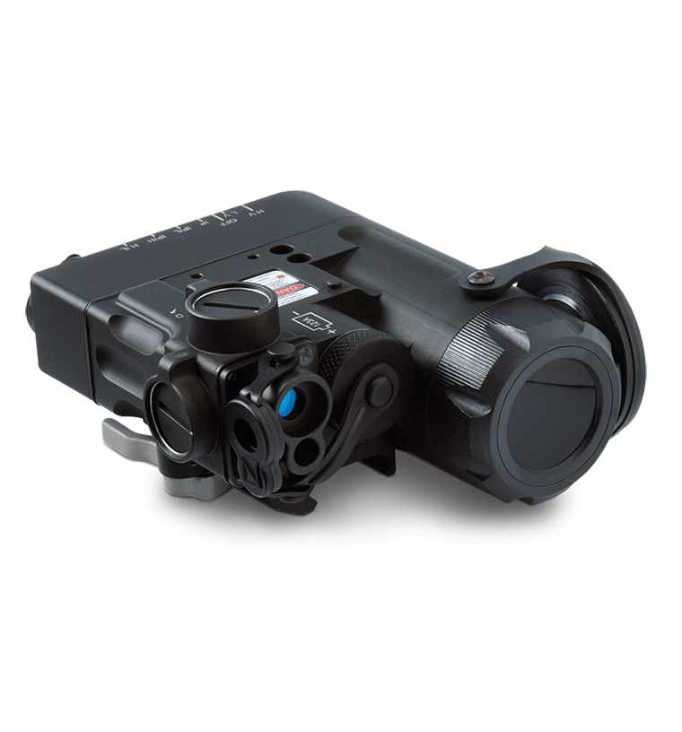 Black DBAL-D2 tactical laser aiming device front view on white background