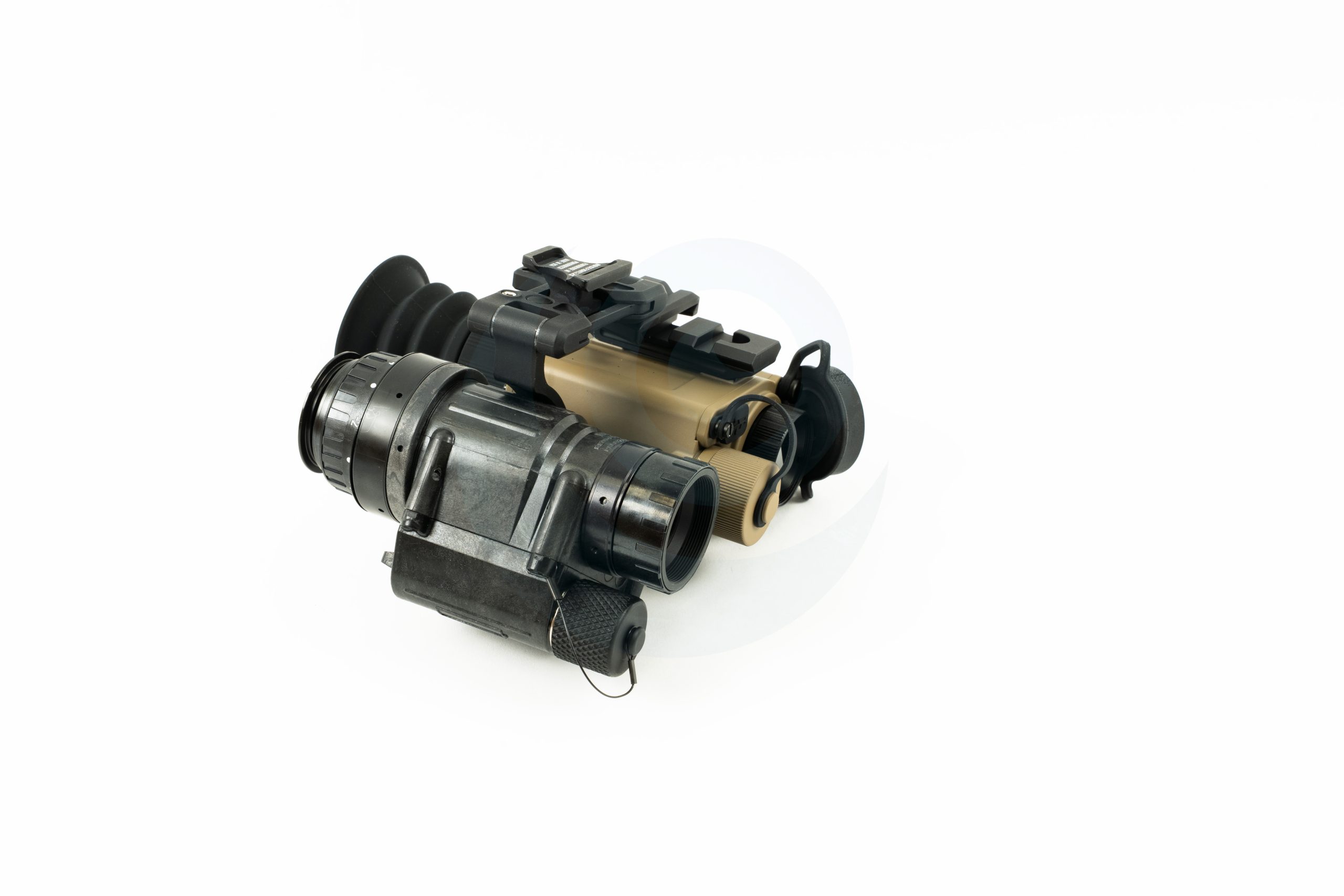 Night vision goggles on white background.