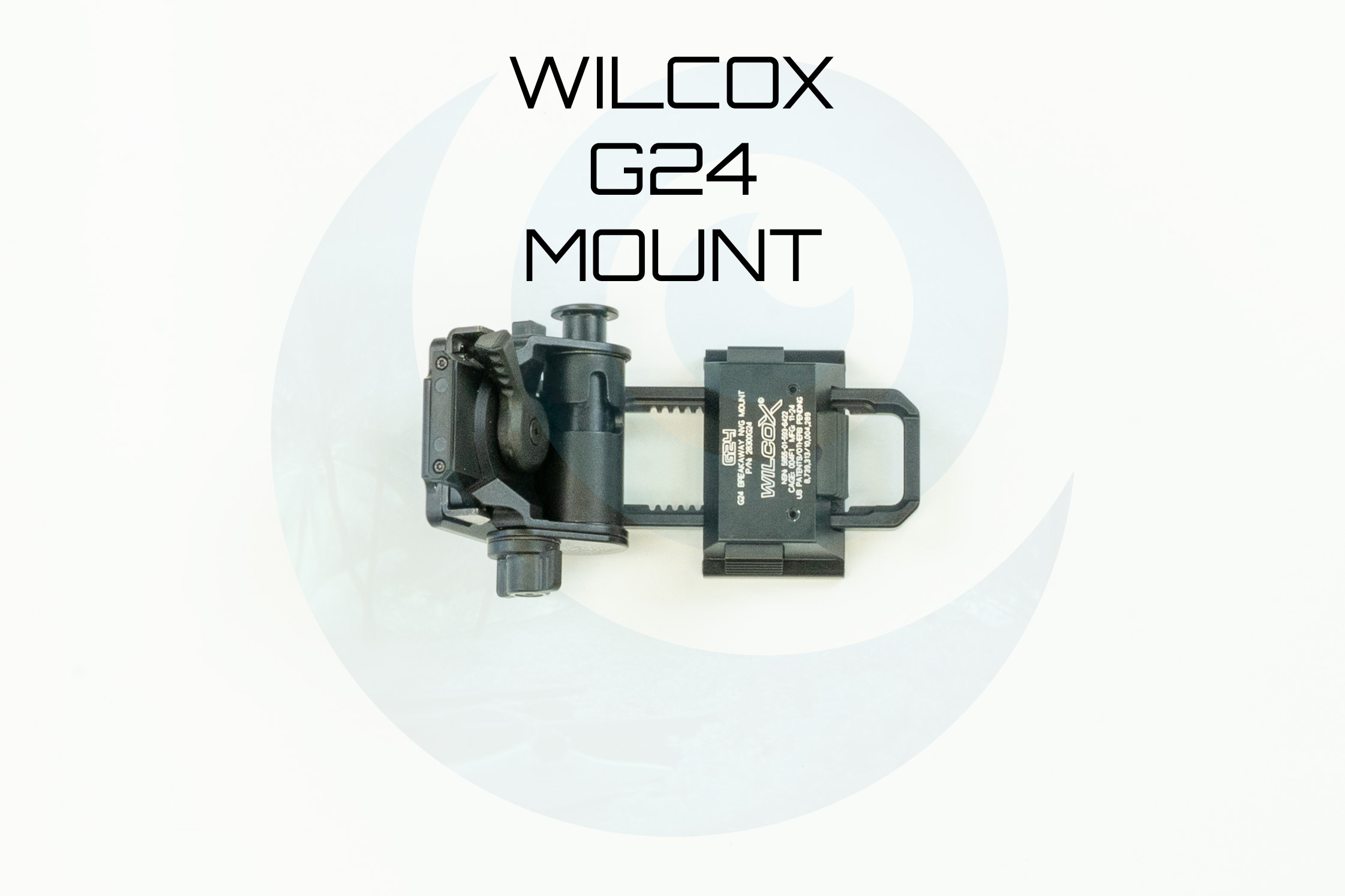 Wilcox G24 mount displayed on a light background with labeling above.