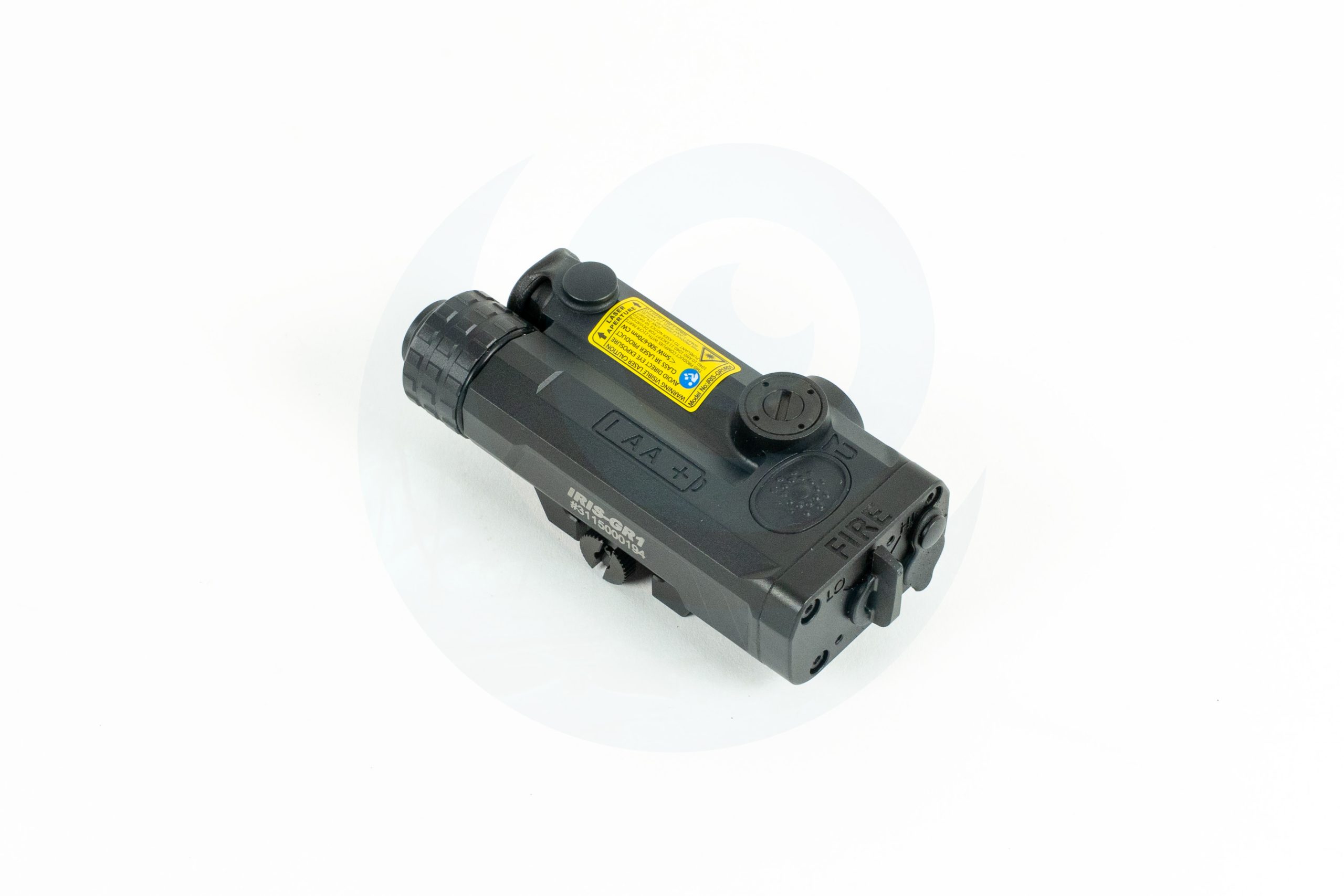 Black night vision device with control buttons on a white background