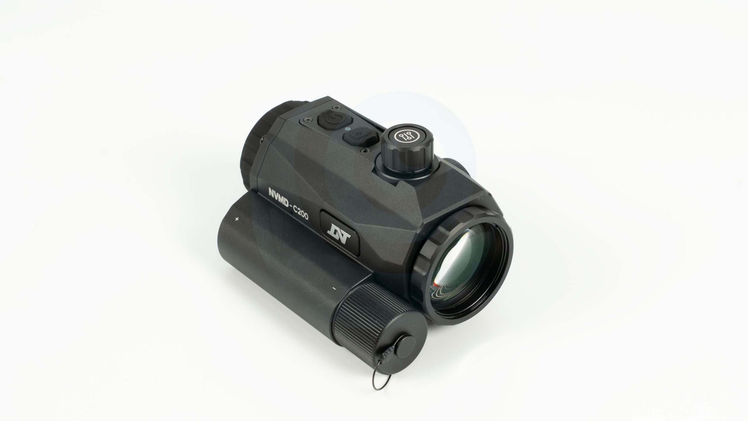 Black night vision device labeled NVMD-C200 on a white background.