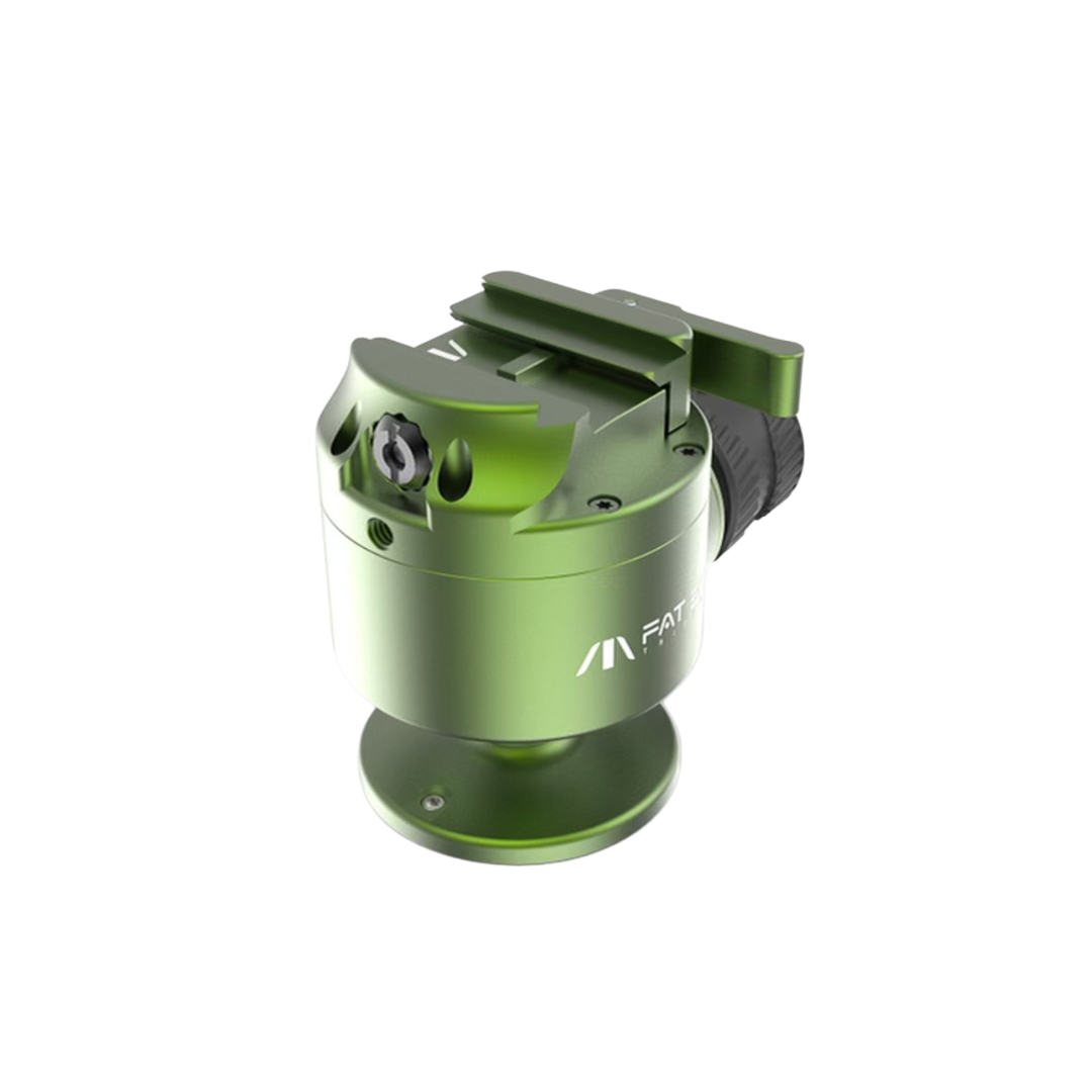 Green Fatboy tripod mount for night vision devices on a white background.