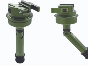 Green metal tripod head labeled 'FAT BOY' shown from two angles on a white background.