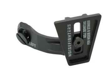Left side adjustable dovetail mount arm labeled NOISEFIGHTERS for night vision devices.